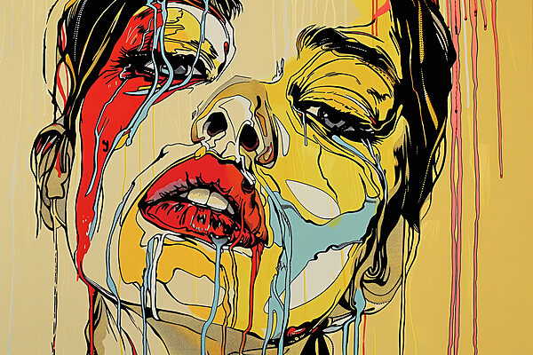 Painting of a woman crying