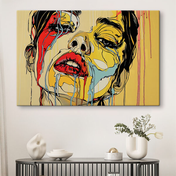 Painting of a woman crying