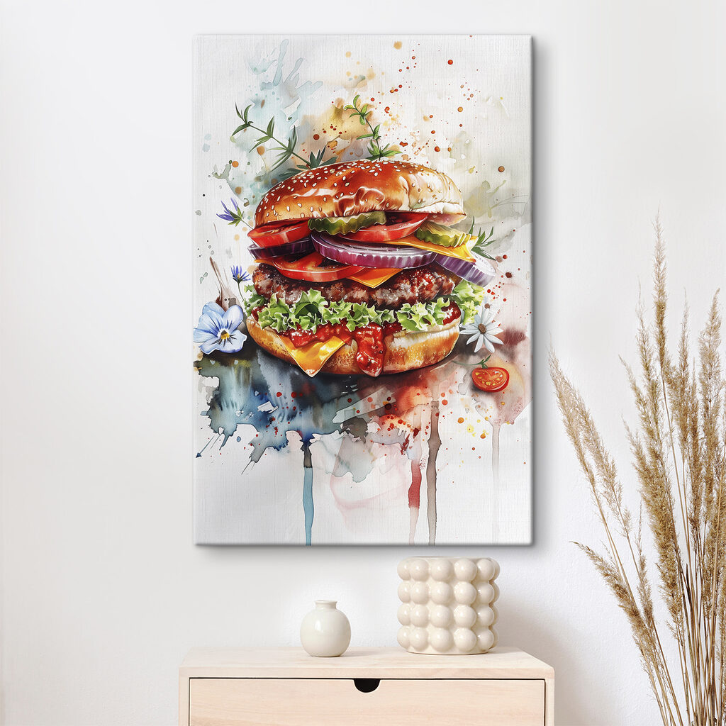 Watercolor of a burger
