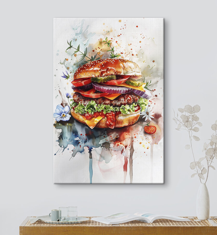 Aquarelle d'un hamburger Aquarelle d'un hamburger