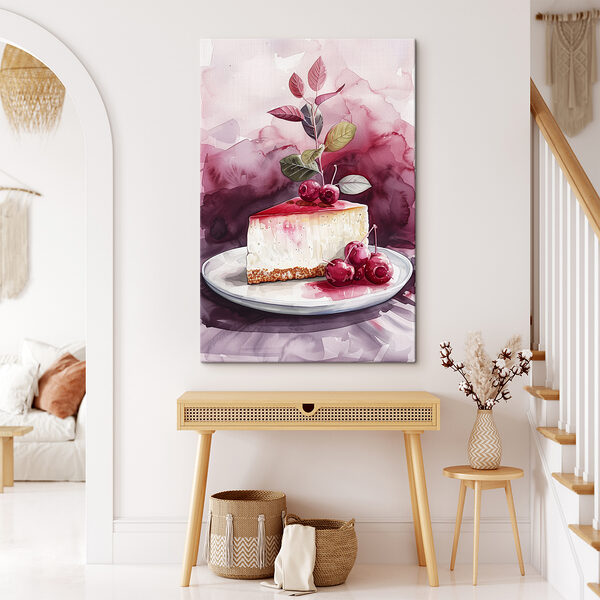 Pièce de cheesecake avec des cerises sur le dessus Pièce de cheesecake avec des cerises sur le dessus