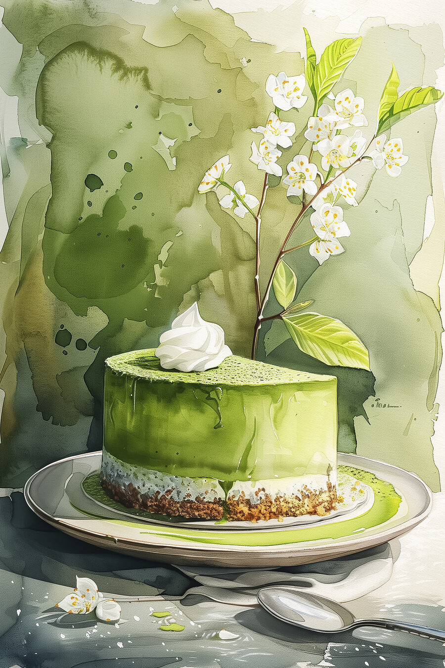 Aquarelle d'un gâteau