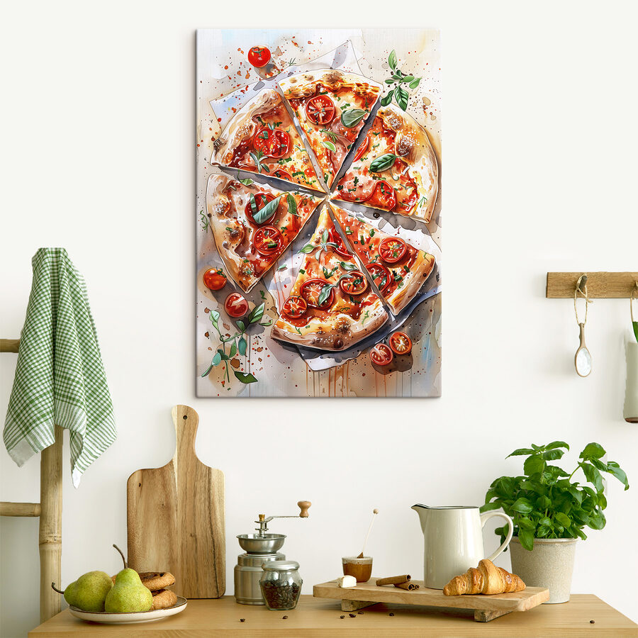 Aquarelle d'une pizza
