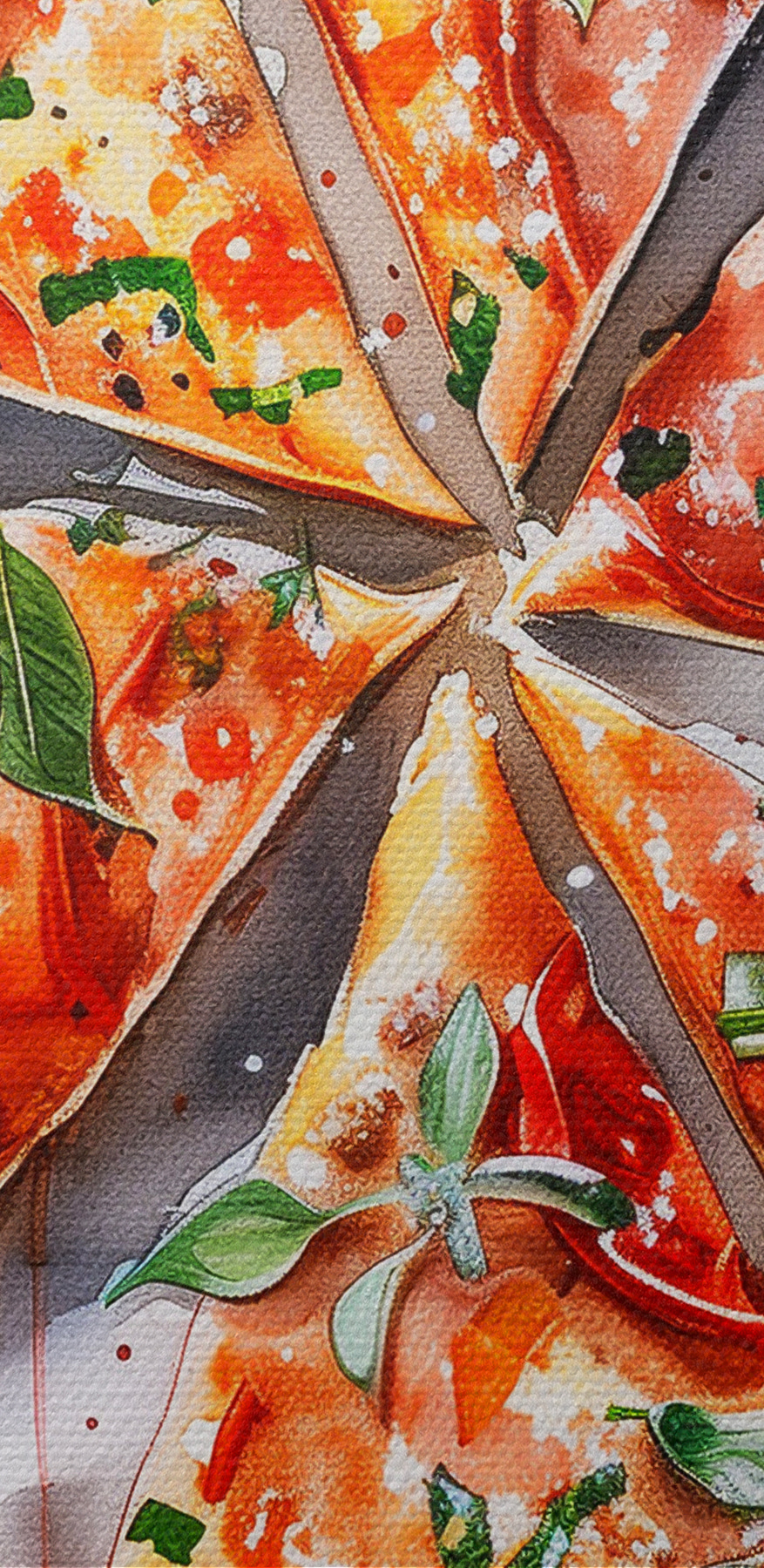 Aquarelle d'une pizza