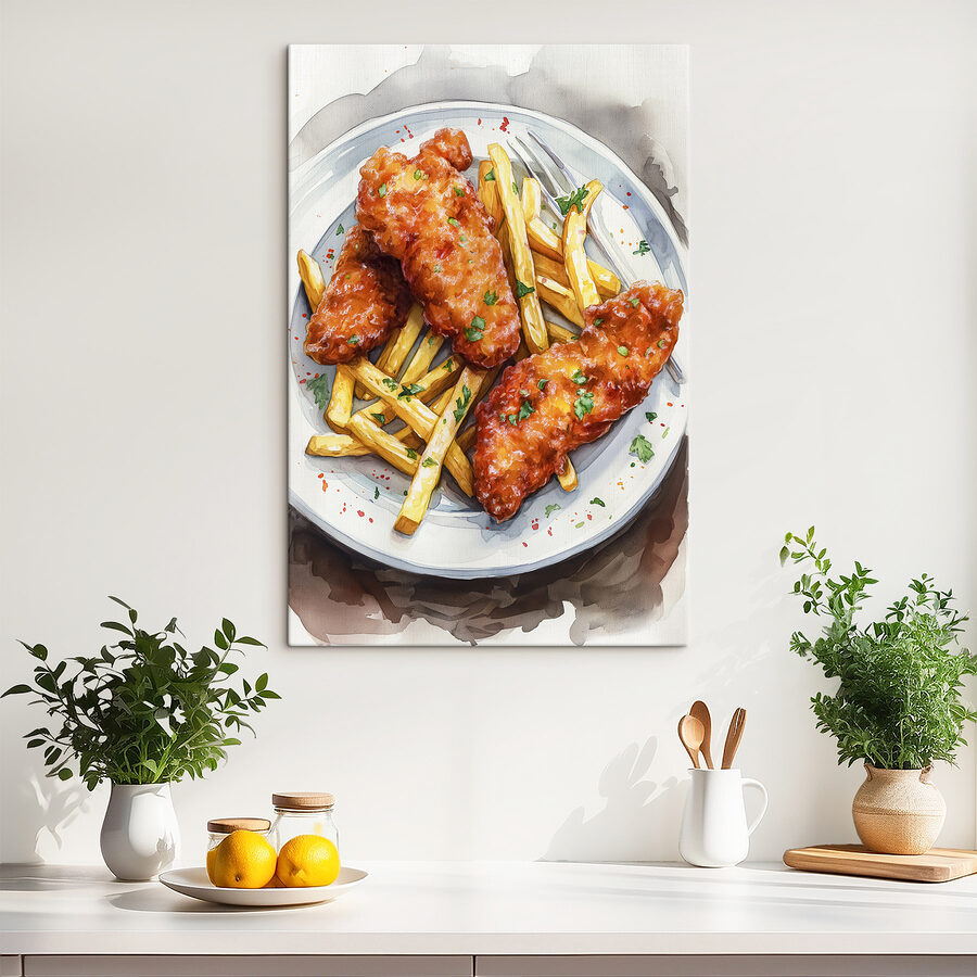 Assiette d'ailes de poulet et de frites Assiette d'ailes de poulet et de frites