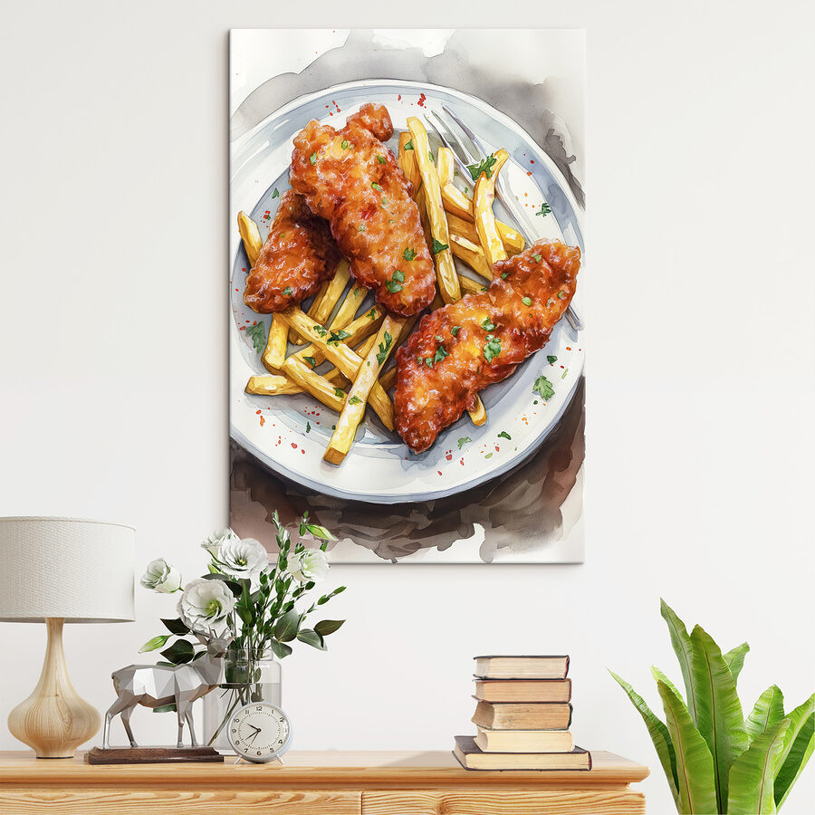 Assiette d'ailes de poulet et de frites Assiette d'ailes de poulet et de frites
