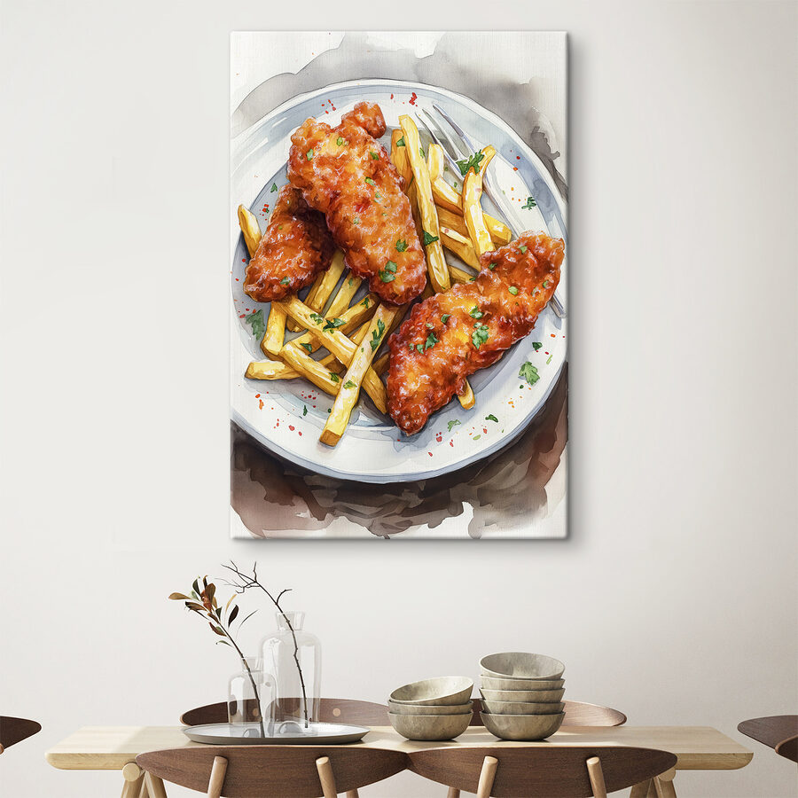 Assiette d'ailes de poulet et de frites Assiette d'ailes de poulet et de frites