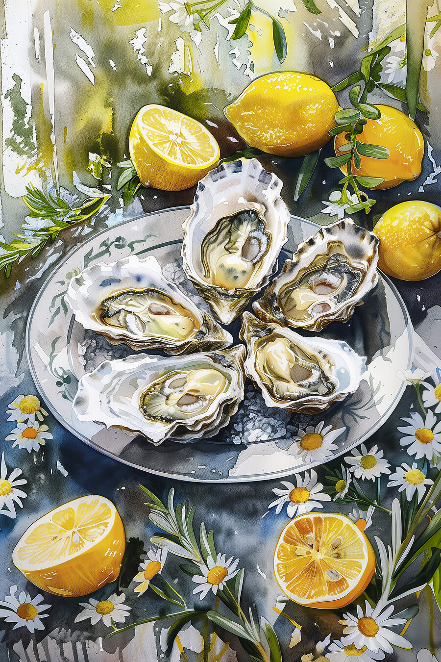 Assiette d'huîtres et de citrons
