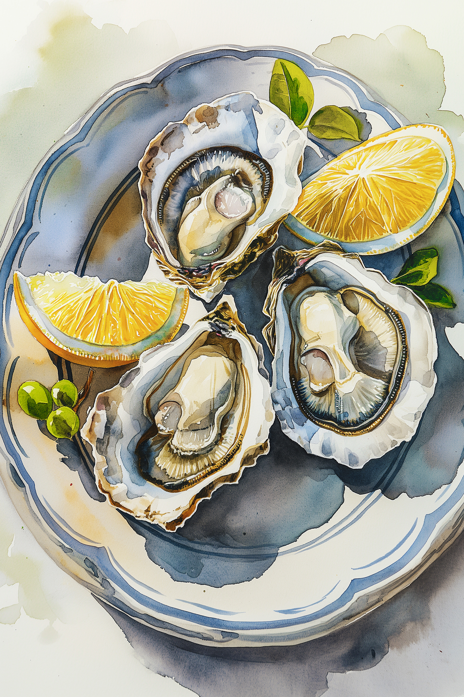 Plate of oysters and lemons