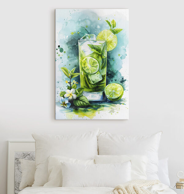 Aquarelle d'une boisson avec des citrons verts et des feuilles Aquarelle d'une boisson avec des citrons verts et des feuilles