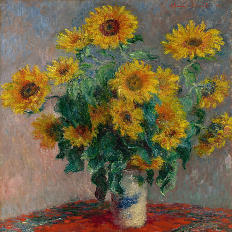 Peinture de tournesols dans un vase