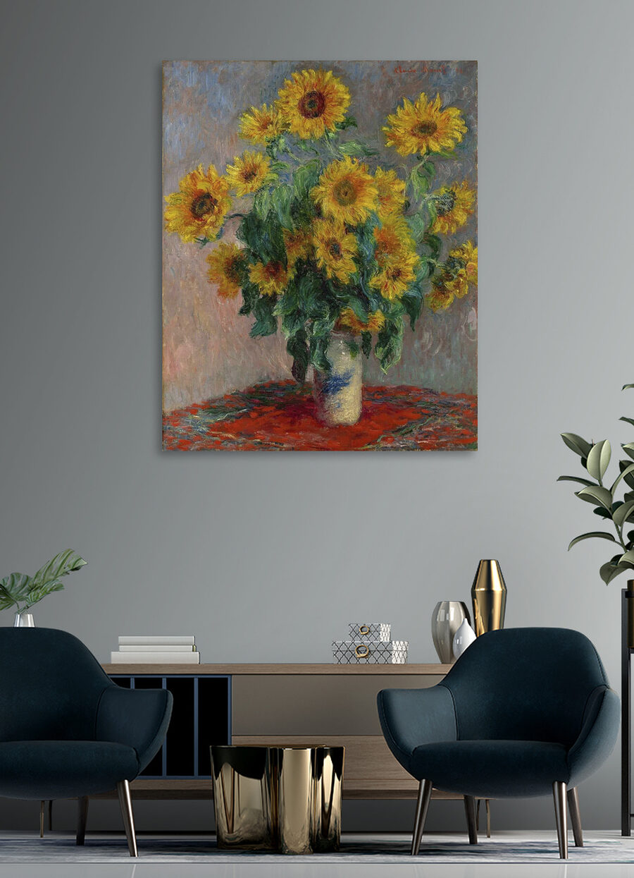 Peinture de tournesols dans un vase