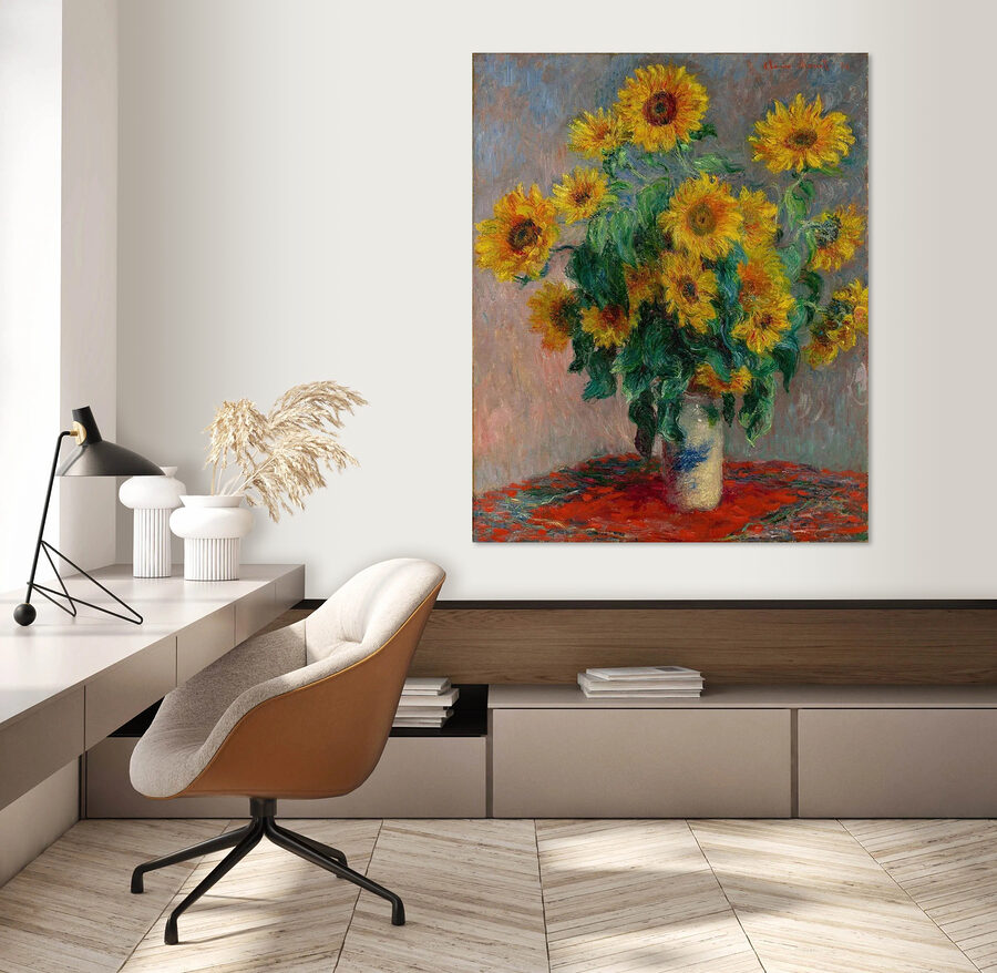 Peinture de tournesols dans un vase