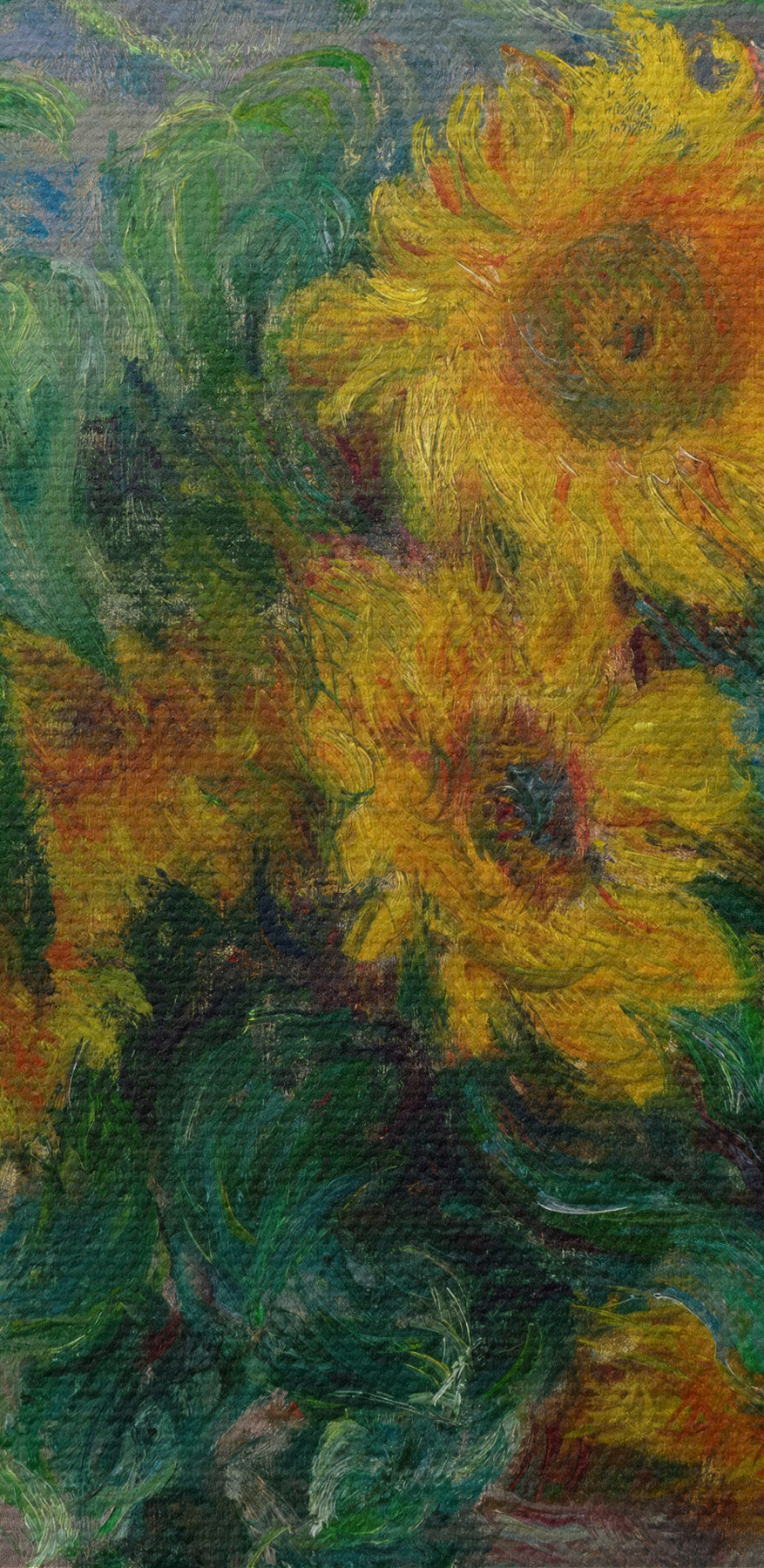 Peinture de tournesols dans un vase