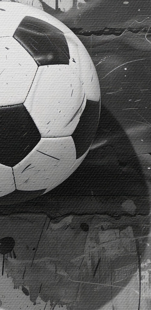 Soccer ball against a painted backdrop