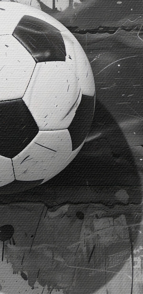 Soccer ball against a painted backdrop