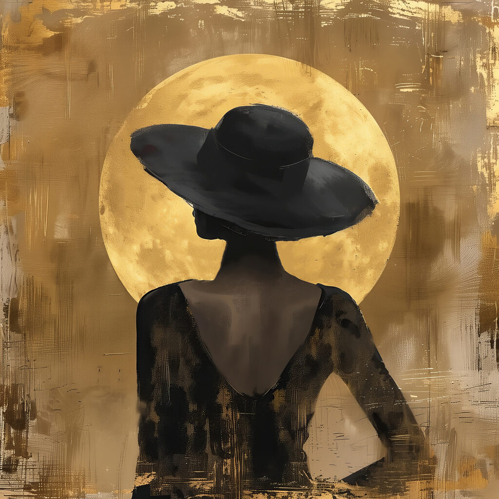 Woman in a black dress and hat Woman in a black dress and hat