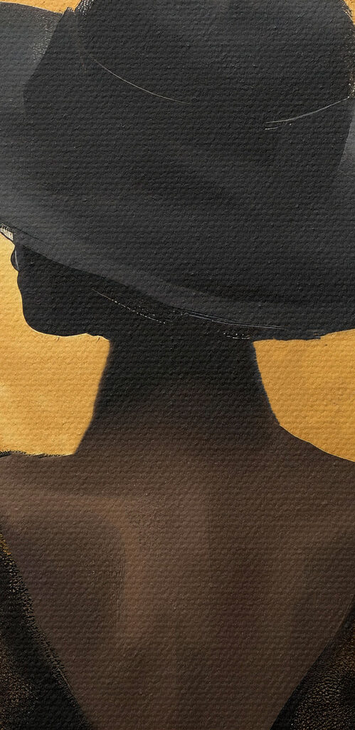 Woman in a black dress and hat Woman in a black dress and hat