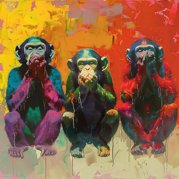 Groupe de singes assis ensemble Groupe de singes assis ensemble