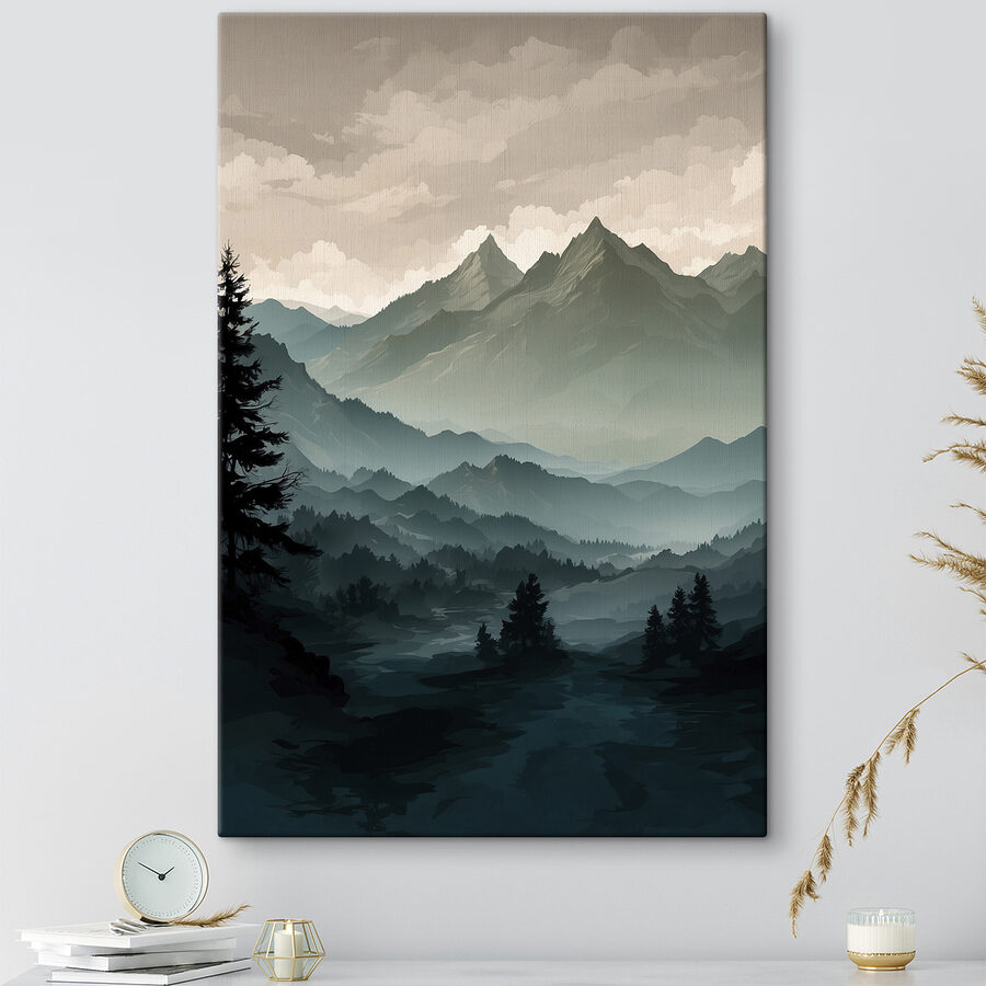 Paysage de montagnes et d'arbres