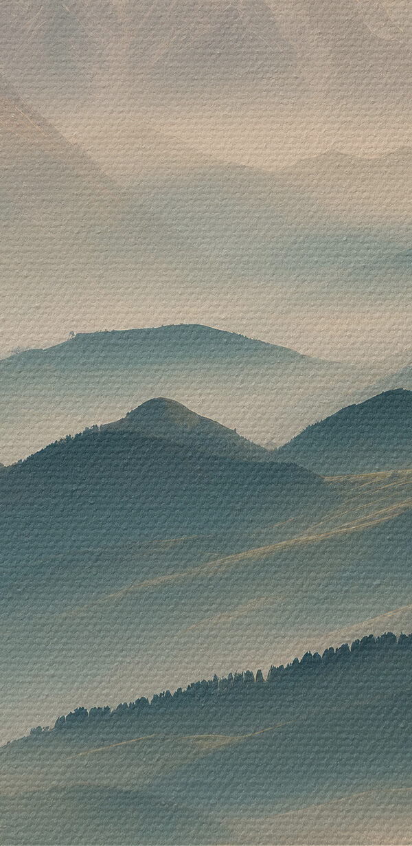 Chaîne de montagnes avec arbres et brouillard Chaîne de montagnes avec arbres et brouillard