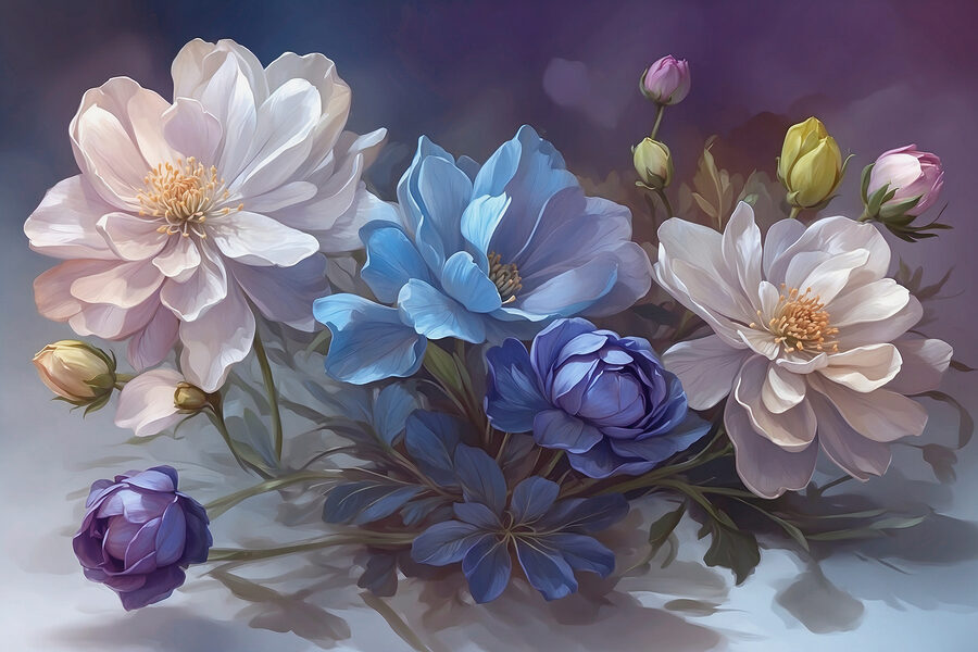 Peinture de fleurs sur une table Peinture de fleurs sur une table