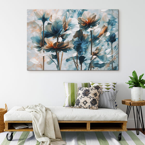 Groupe de fleurs aux pétales bleus et blancs Groupe de fleurs aux pétales bleus et blancs