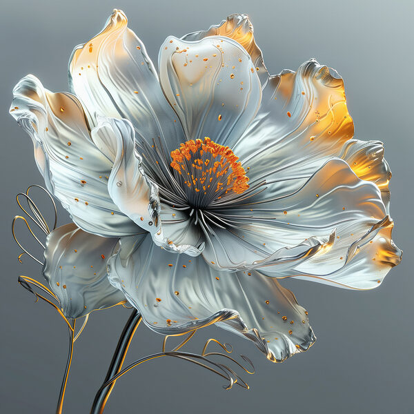 Fleur métallique aux reflets orange Fleur métallique aux reflets orange