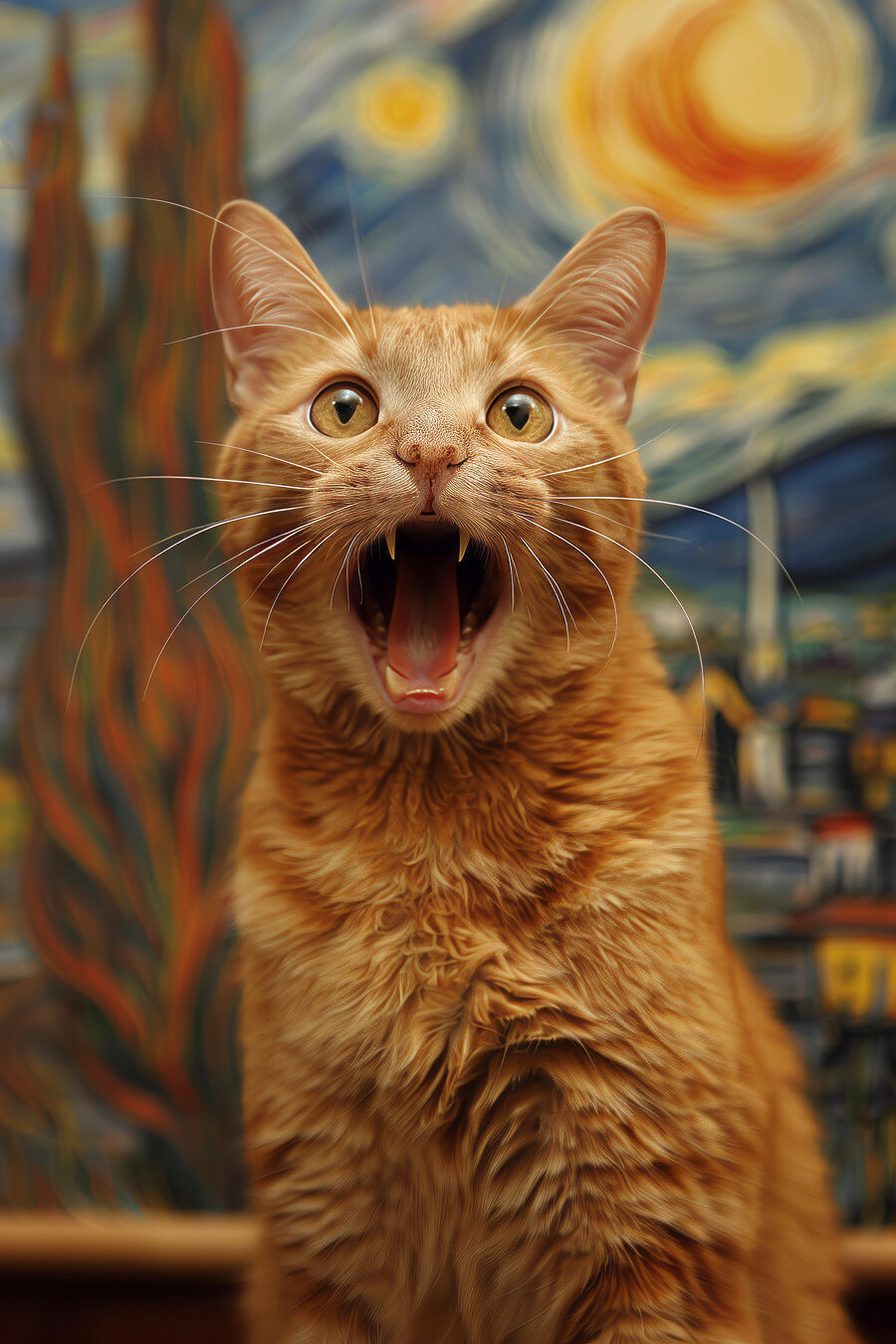 Chat avec la bouche ouverte