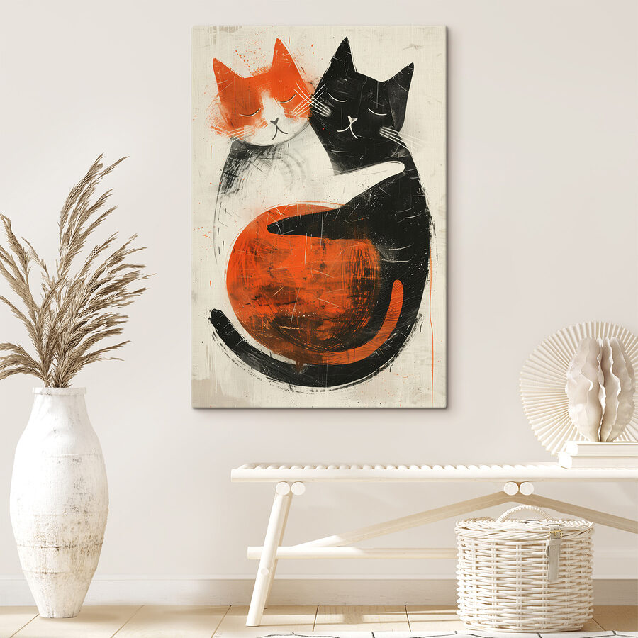 Deux chats se serrant l'un contre l'autre Deux chats se serrant l'un contre l'autre