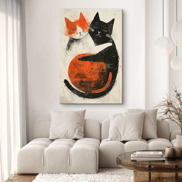 Deux chats se serrant l'un contre l'autre Deux chats se serrant l'un contre l'autre