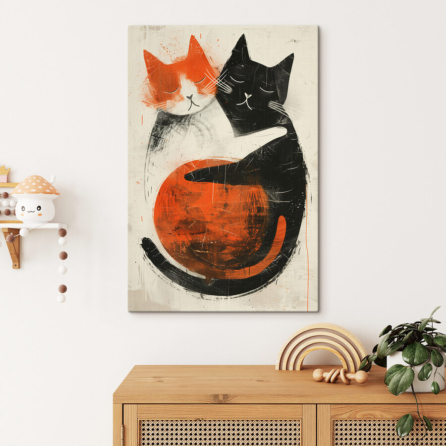 Deux chats se serrant l'un contre l'autre Deux chats se serrant l'un contre l'autre