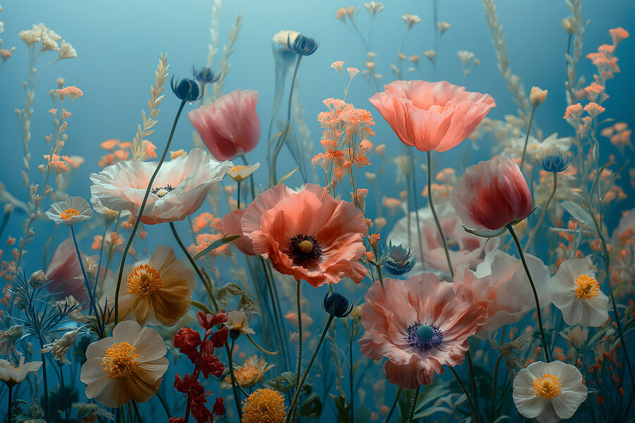 Groupe de fleurs dans un champ