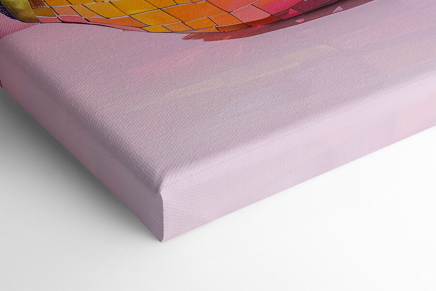 Banane miroir colorée sur fond rose