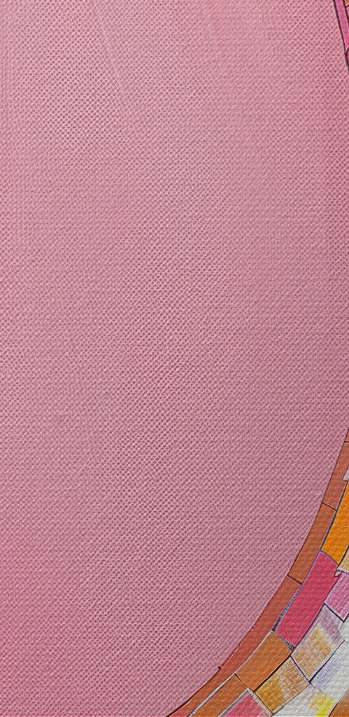 Colorful mirror banana on a pink background