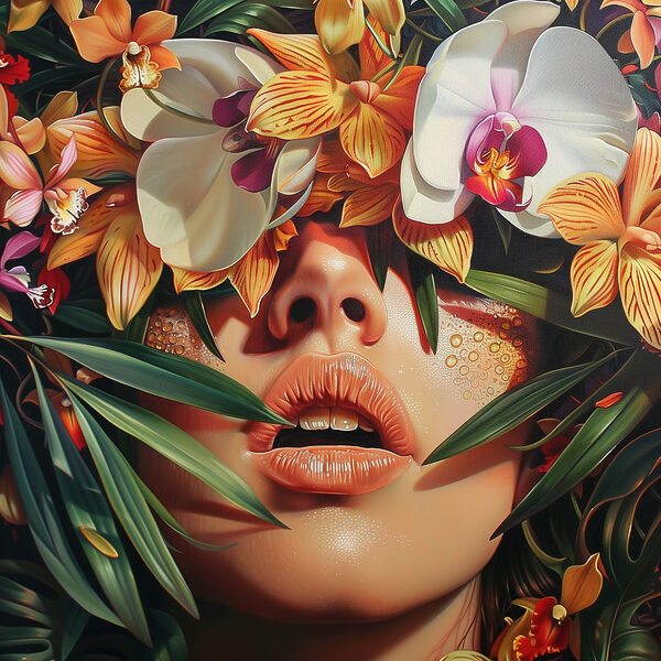 Woman with flowers on her head Woman with flowers on her head