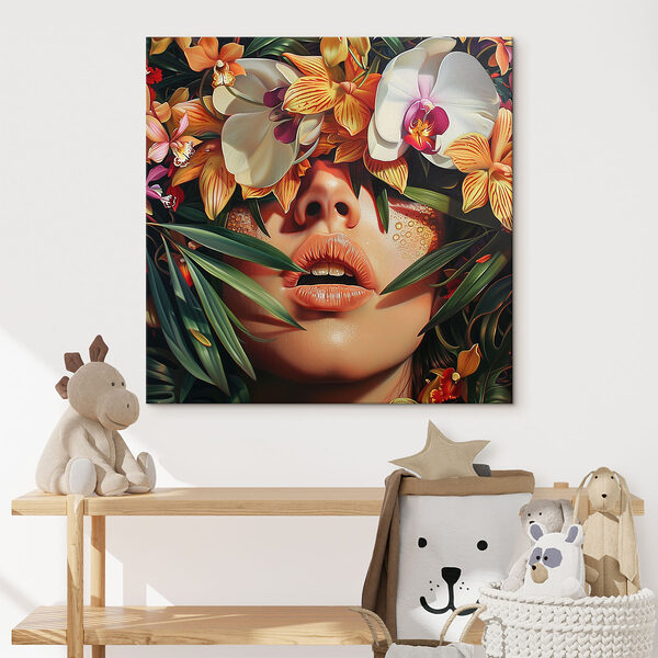 Woman with flowers on her head Woman with flowers on her head