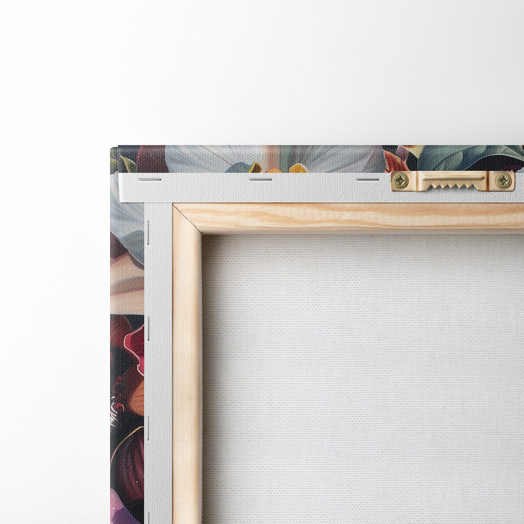 Painting of a woman with flowers on her head