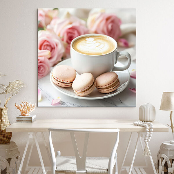 Tasse de café et biscuits sur une assiette Tasse de café et biscuits sur une assiette