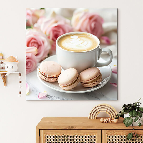 Tasse de café et biscuits sur une assiette Tasse de café et biscuits sur une assiette