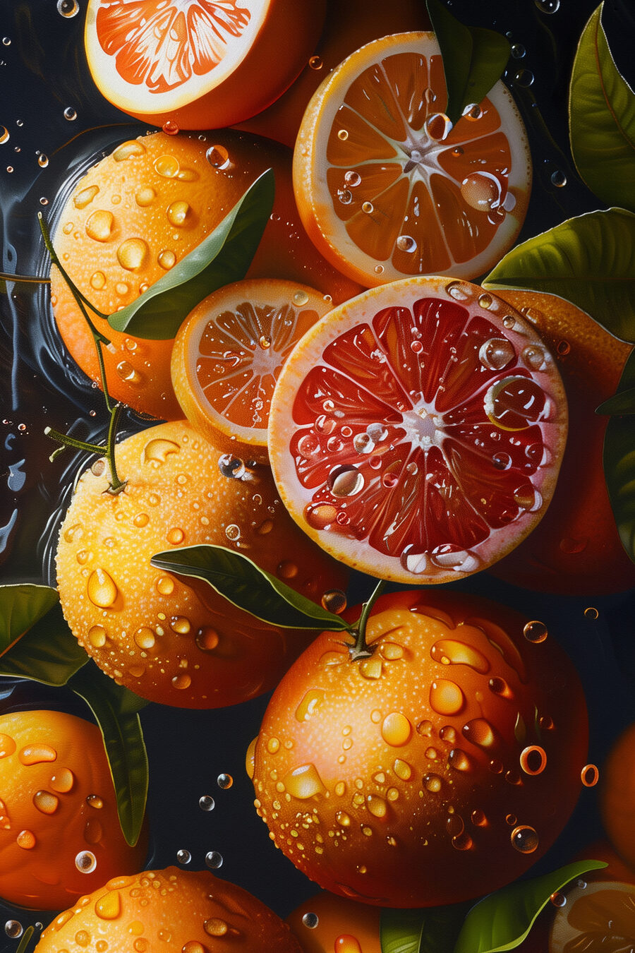 Groupe d'oranges avec des gouttes d'eau Groupe d'oranges avec des gouttes d'eau