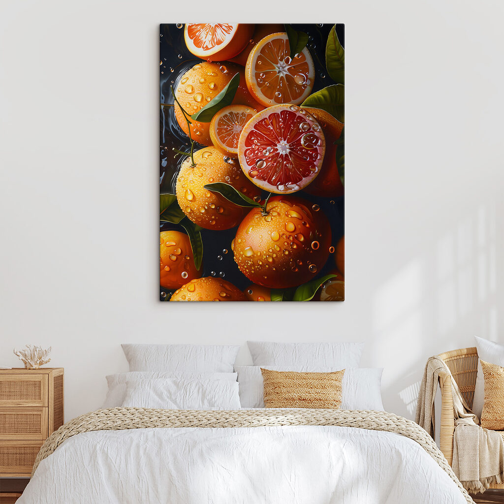 Group of oranges with water drops on them