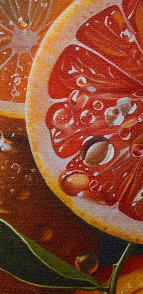 Group of oranges with water drops on them