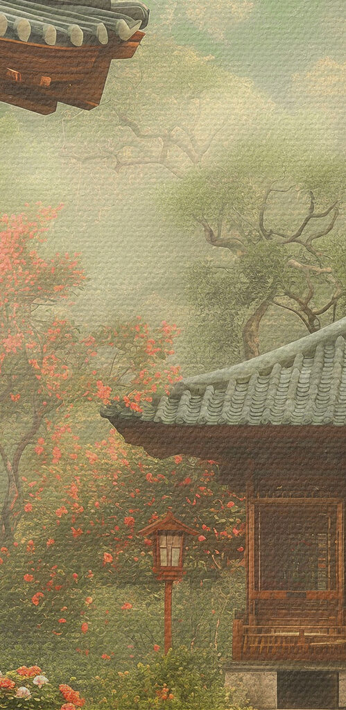 Garden with a gazebo and trees