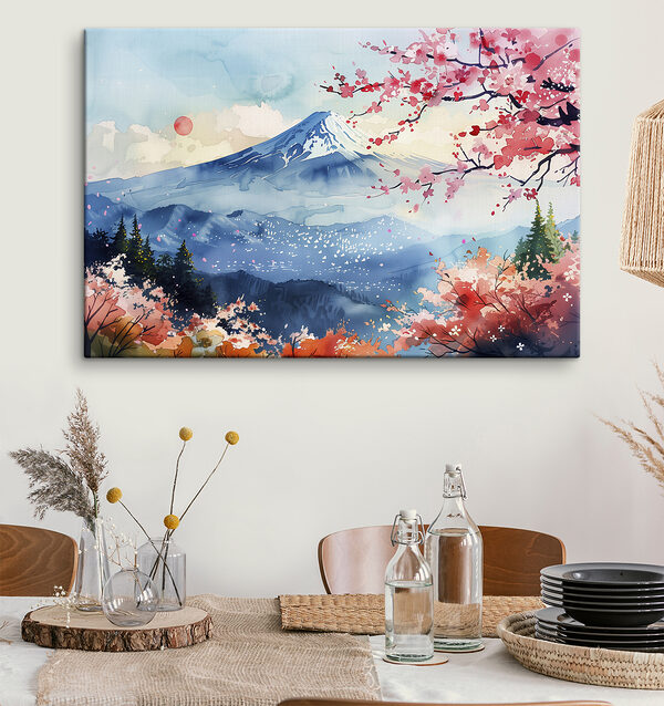 Aquarelle d'une montagne au sommet enneigé Aquarelle d'une montagne au sommet enneigé