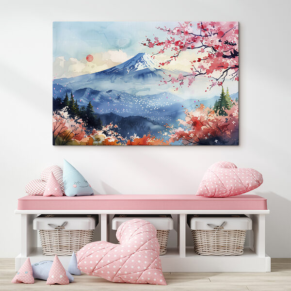 Aquarelle d'une montagne au sommet enneigé Aquarelle d'une montagne au sommet enneigé