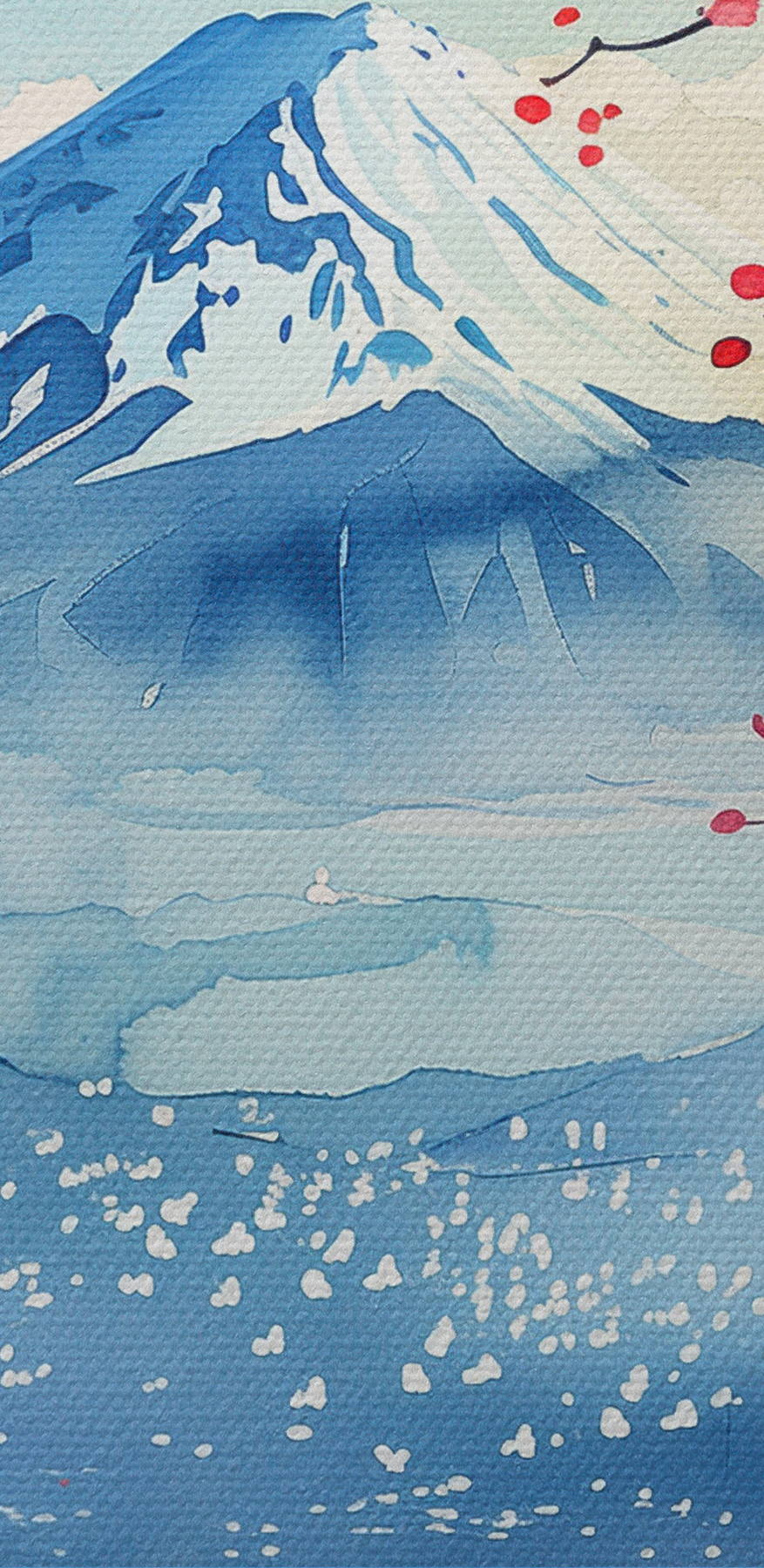 Aquarelle d'une montagne au sommet enneigé