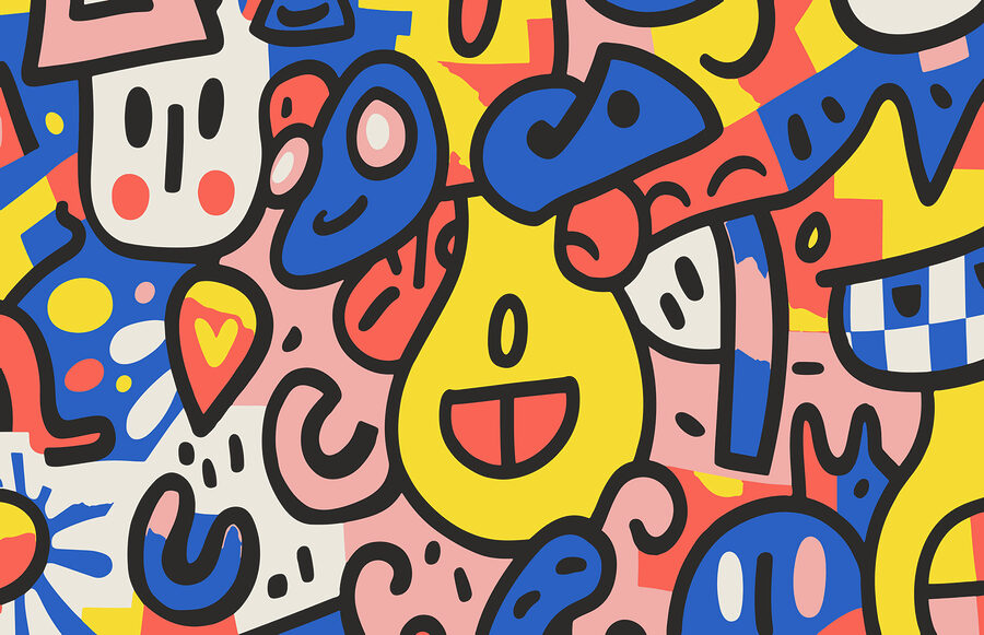 Motif coloré avec différentes formes et couleurs