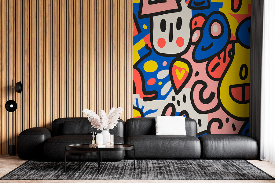 Motif coloré avec différentes formes et couleurs