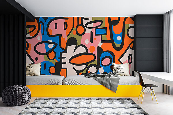 Papier peint Motif coloré avec différentes formes (UGS : w08057) Papier peint Papier peint Motif coloré avec différentes formes (UGS : w08057)